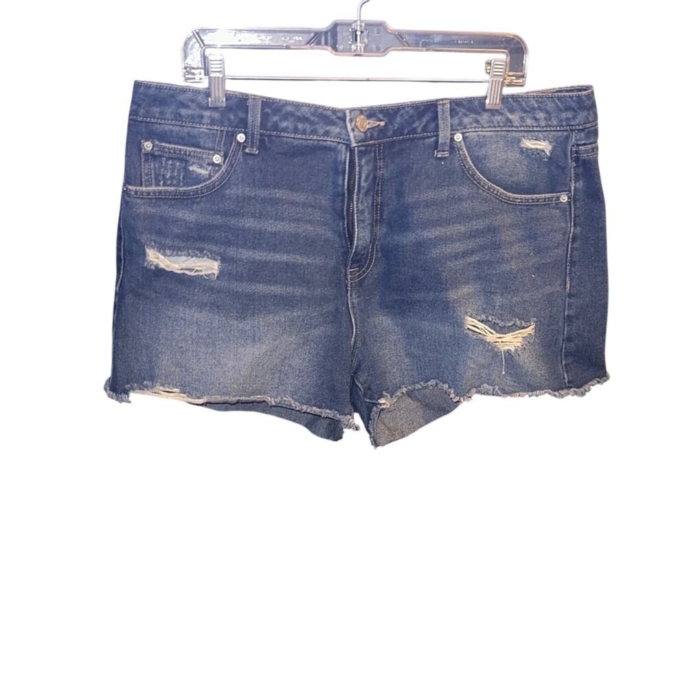 Time and Tru Dark Blue Distressed Jean Shorts Size 16
